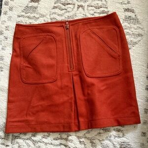 Burnt Orange Wool Skirt with Zipper Detail